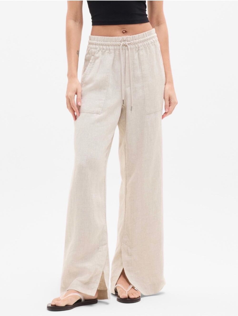 Athleta Retreat Linen Wide-Leg Drawstring Pants